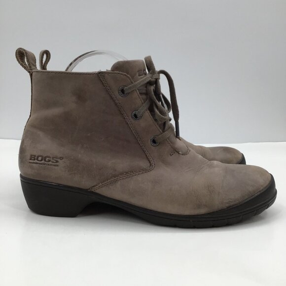 Women's 8.5 Bogs Carrie Chukka Boots Ankle Booties Waterproof Brown Leather - Picture 2 of 14